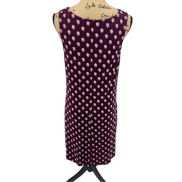 Garnet Hill Green Cotton Button Front Burgundy Knit Tank Dress Jersey Knit Comfy - Picture 4 of 10